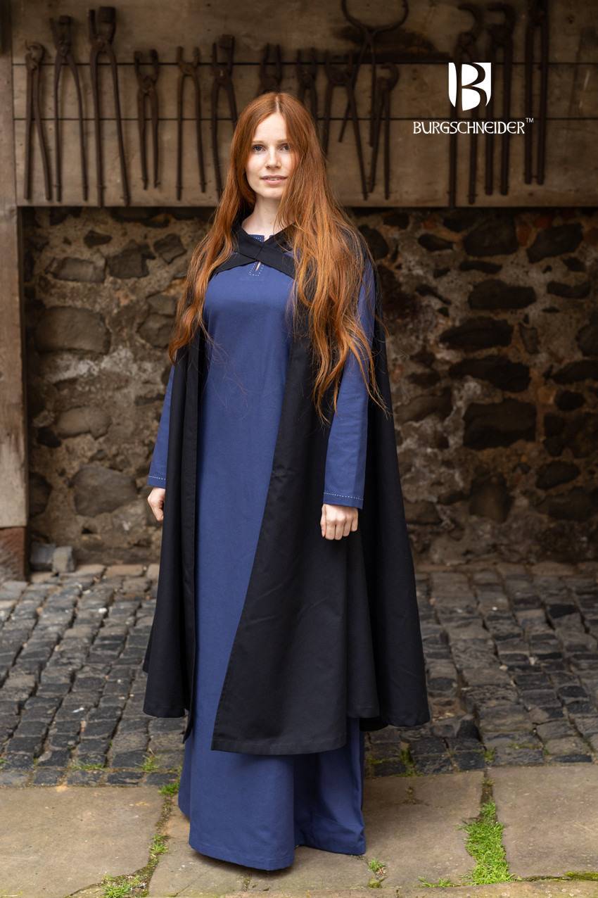 Middeleeuwse Cape/Mantel voor Mannen en Vrouwen, Morpheus in Zwarte Katoen