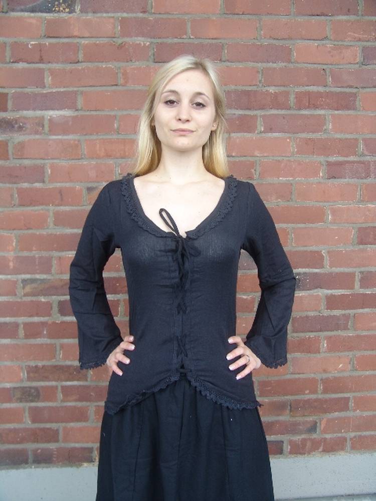 Middeleeuwse Dames Blouse in Zwart (UITVERKOOP)