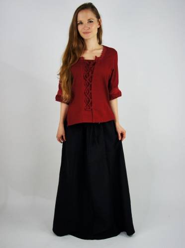 ​​Middeleeuwse Dames Blouse​ in Bord.Rood (UITVERKOOP)