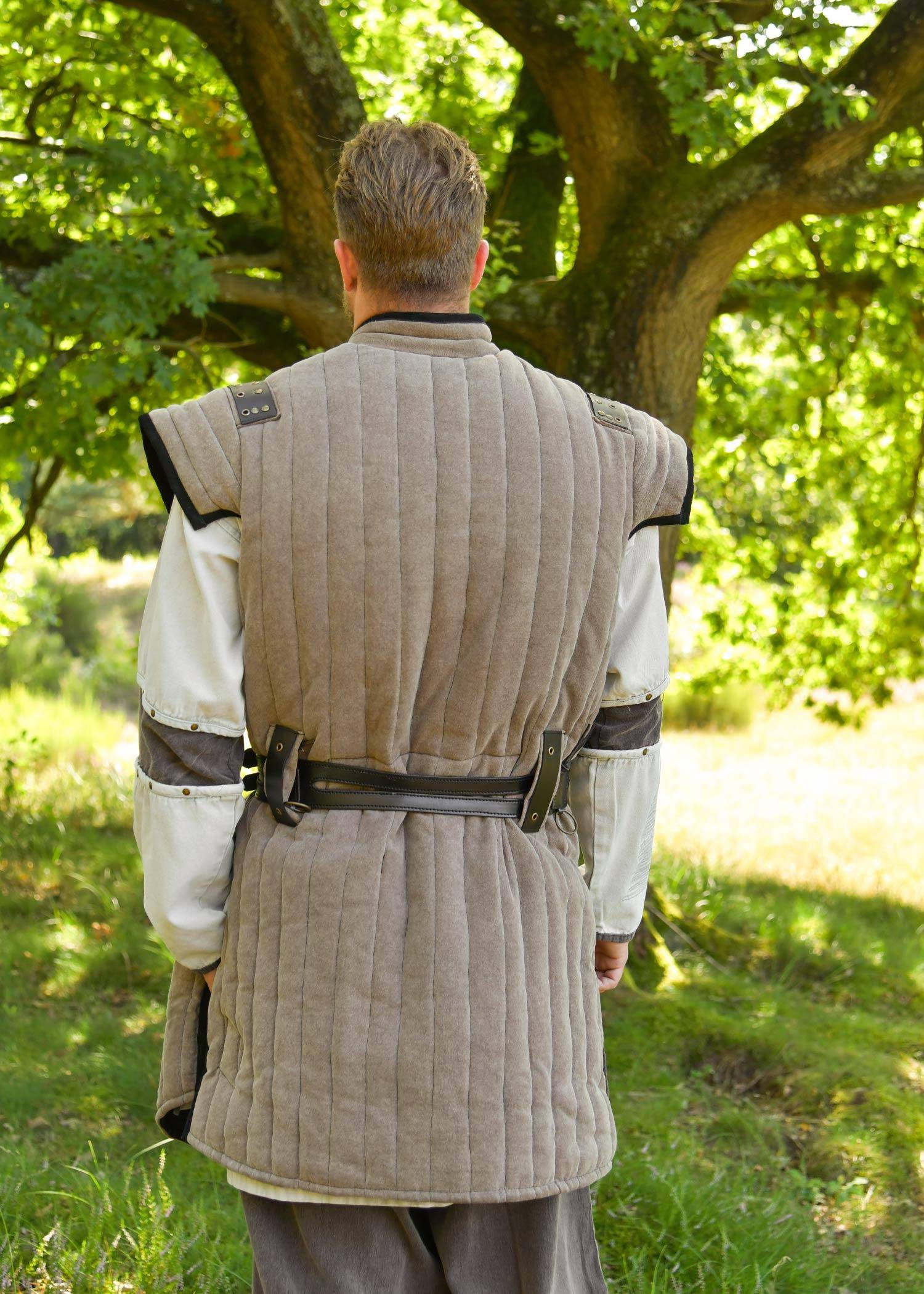 Middeleeuwse Gambeson - Wambuis - Aketon in Bruin/Zwart met een verweerde look