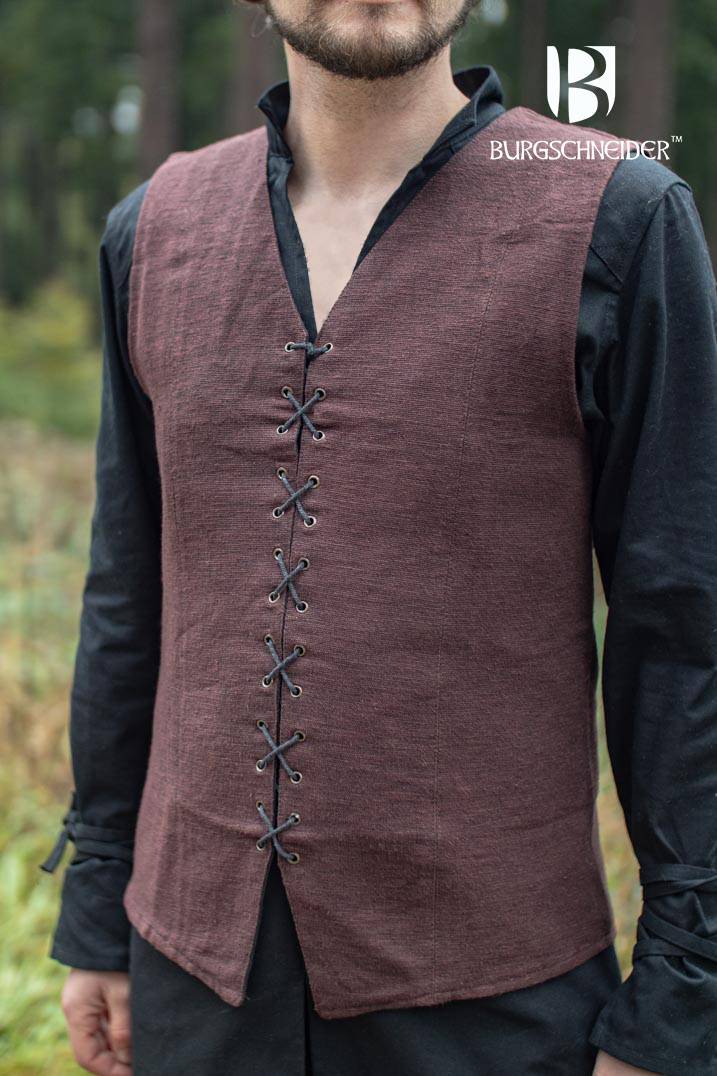 ​​​Middeleeuws Gilet-Vest Maron in Bruin