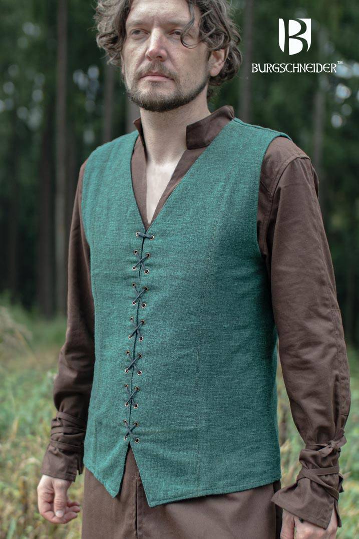 Middeleeuws Gilet-Vest Maron in Groen