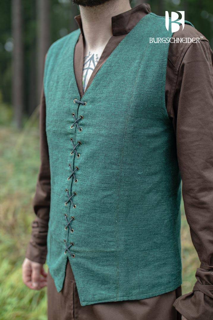 Middeleeuws Gilet-Vest Maron in Groen