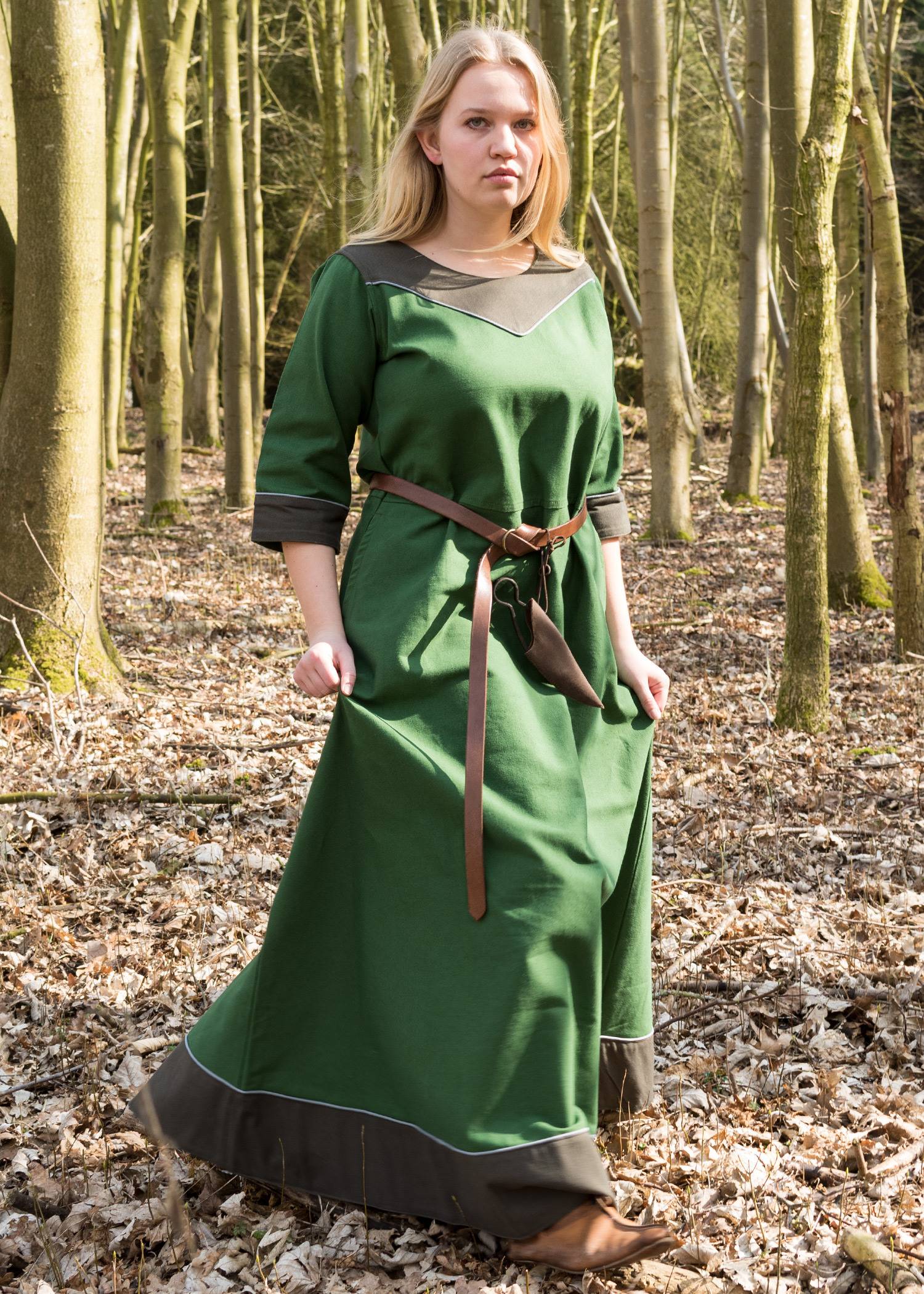 Middeleeuwse Jurk van canvas, groen
