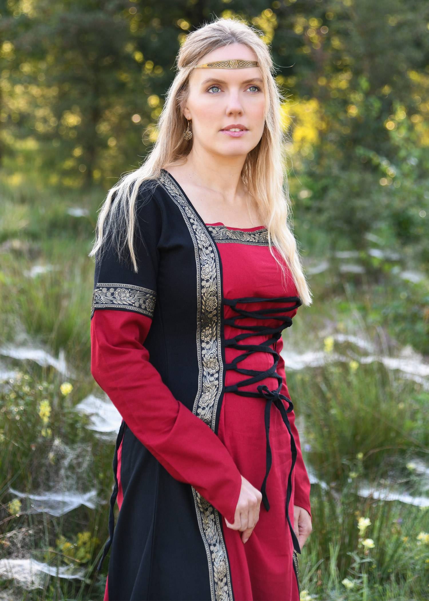 Middeleeuwse Jurk in Zwart/Rood