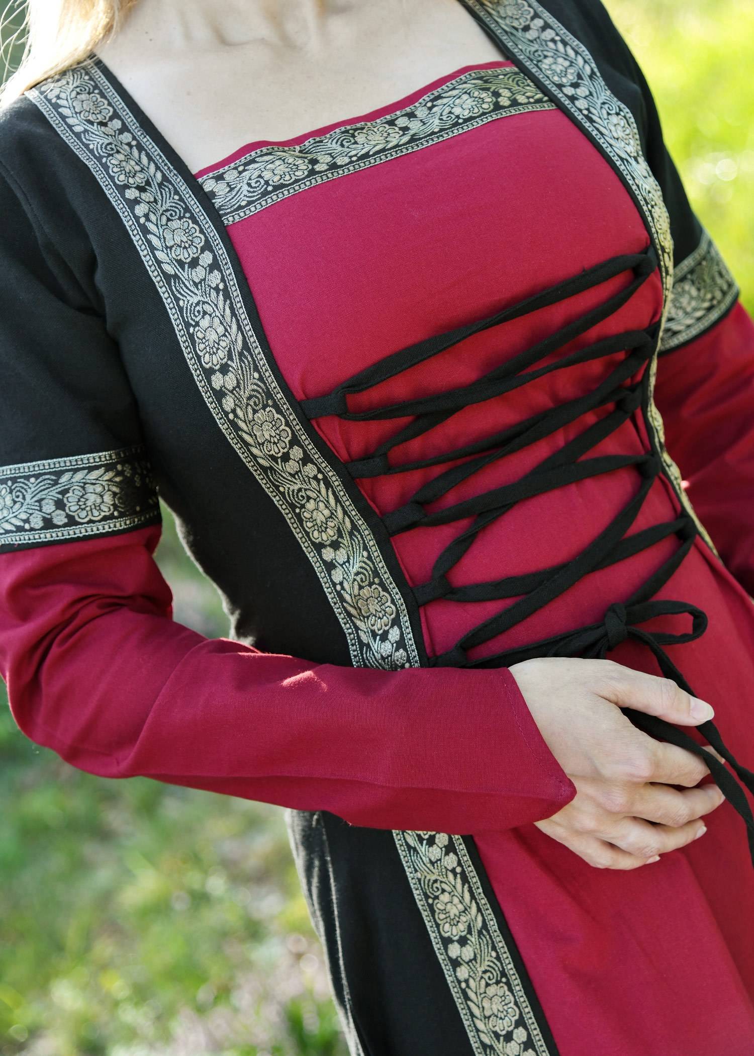 Middeleeuwse Jurk in Zwart/Rood