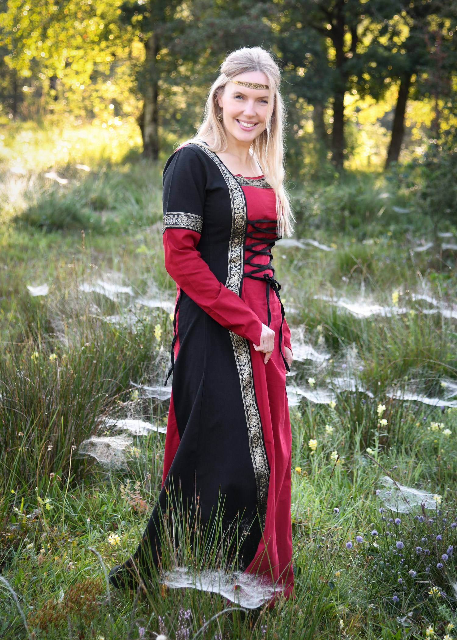 Middeleeuwse Jurk in Zwart/Rood