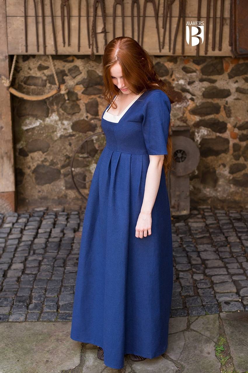 Middeleeuwse jurk Frideswinde in blauw