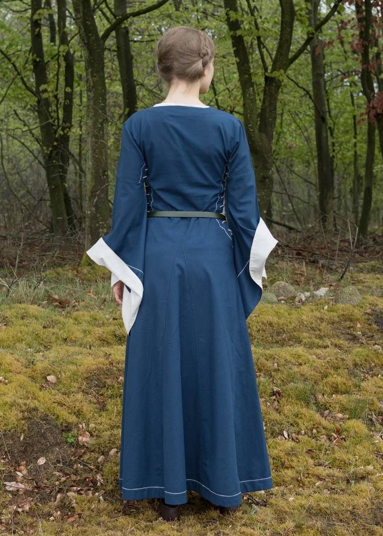 Middeleeuwse Damesjurk in Blauw/Natuur 11e-13e eeuws