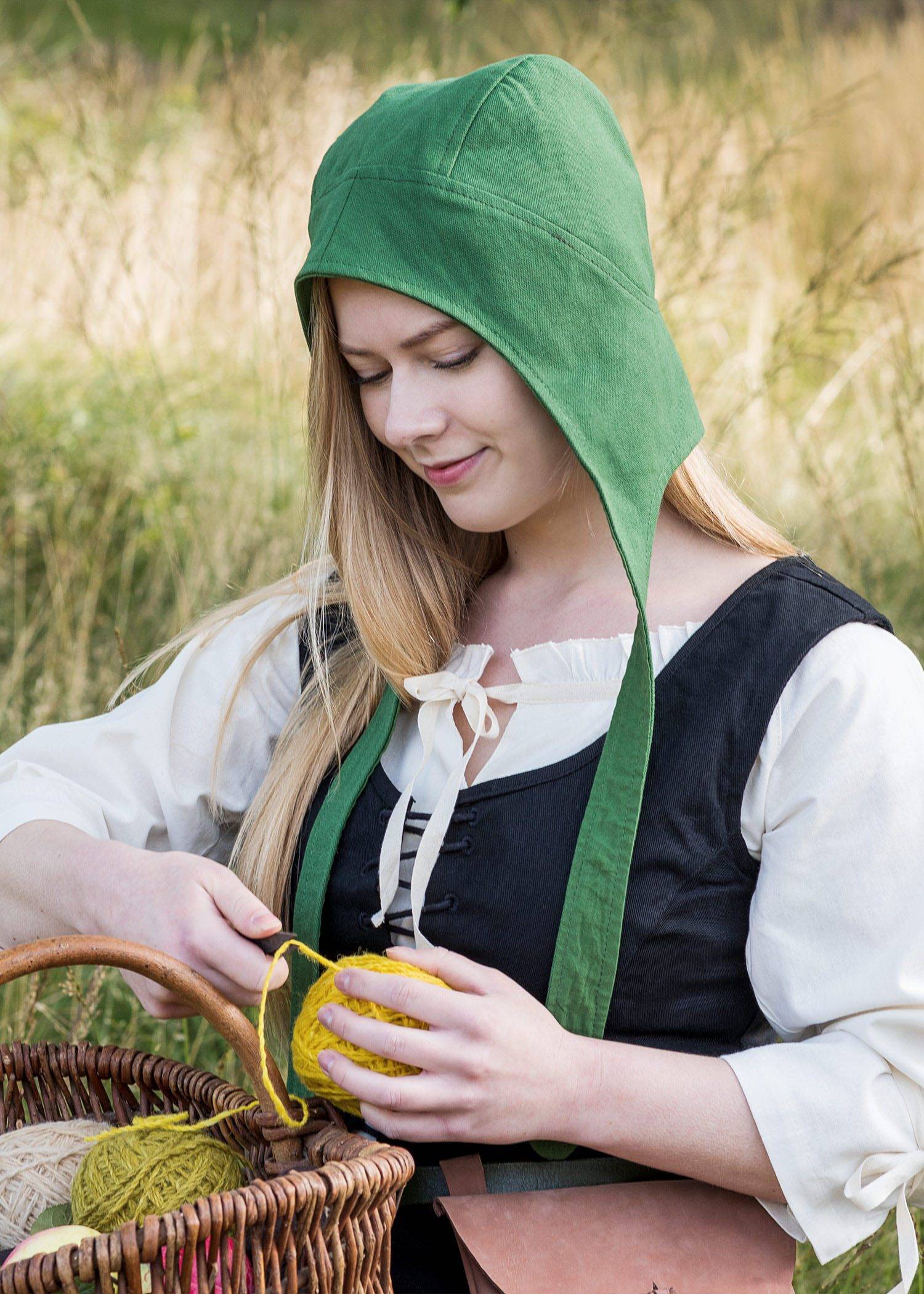 ​Gefütterte Mittelalterliche Bundhaube aus Canvas, Unisex, verschiedene Farben