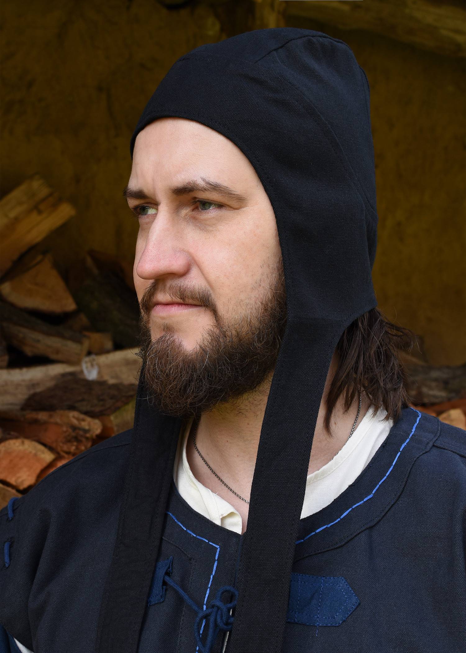 ​Gefütterte Mittelalterliche Bundhaube aus Canvas, Unisex, verschiedene Farben