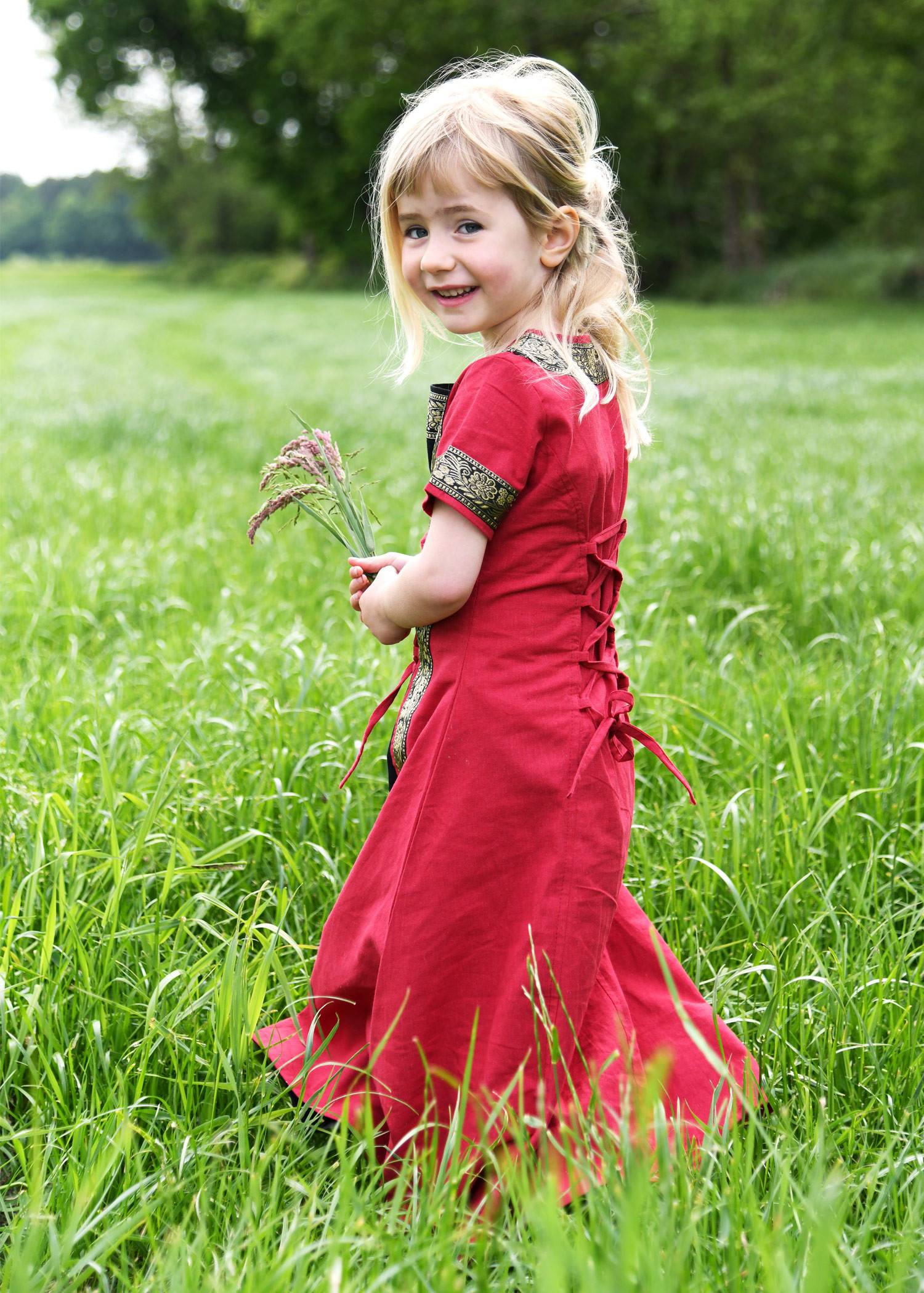 ​Kinder Mittelalterkleid, kurzarm, rot/schwarz