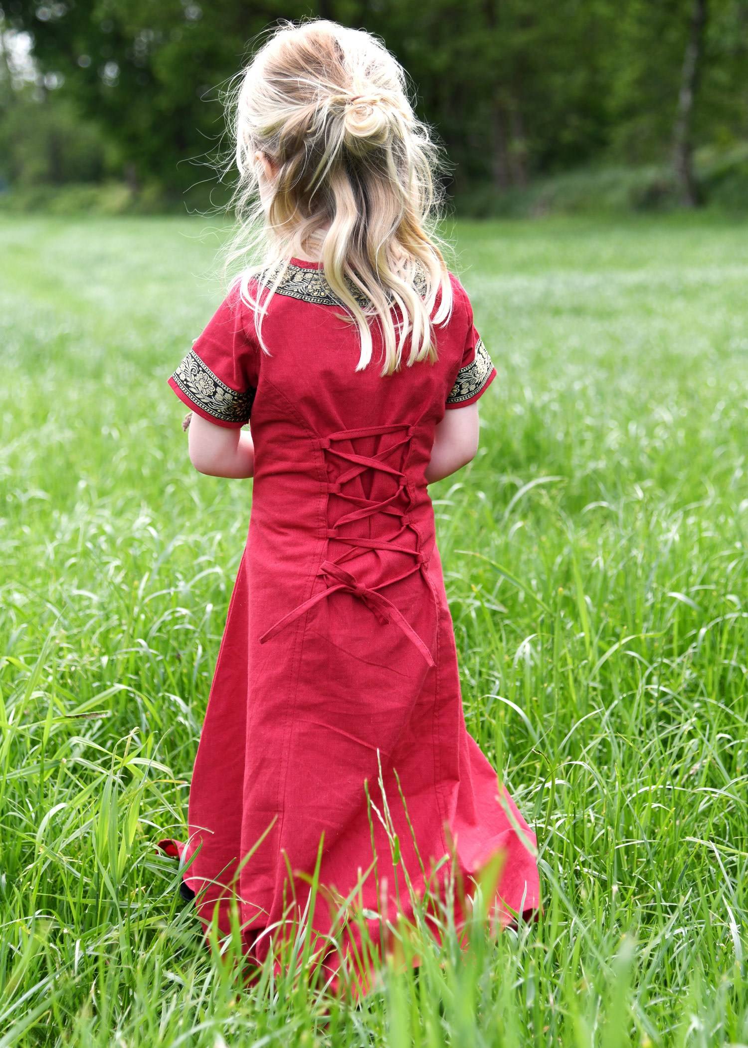 ​Kinder Mittelalterkleid, kurzarm, rot/schwarz