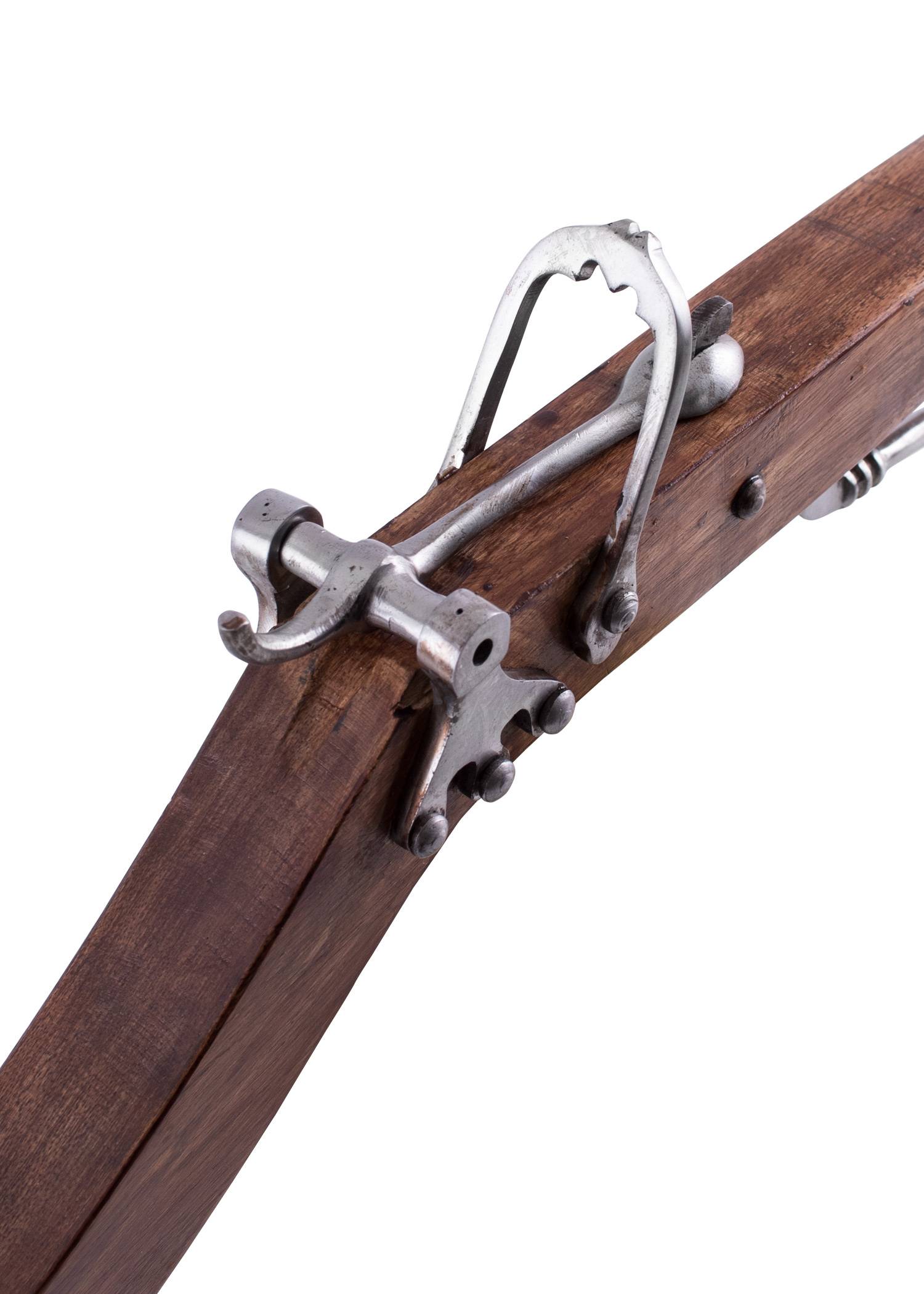 Spätmittelalterlicher Kugelschnepper, Balester-Armbrust aus Holz und Stahl