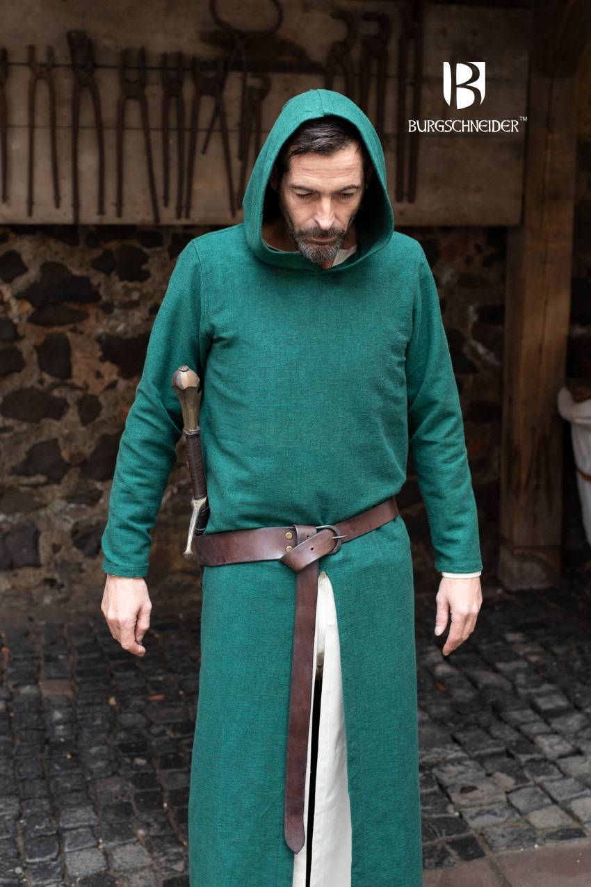 Mittelalter Kapuzenlangtunika Renaud in Grün