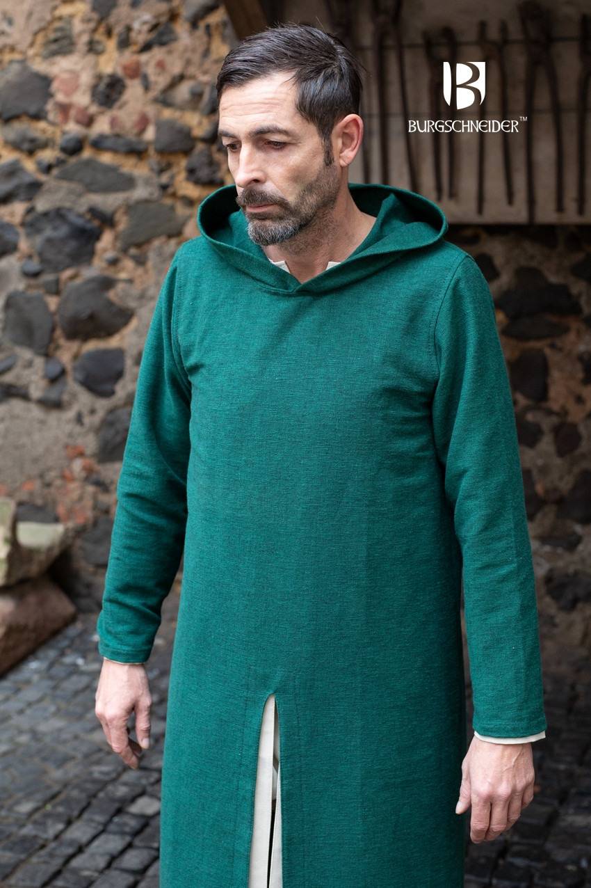 Mittelalter Kapuzenlangtunika Renaud in Grün