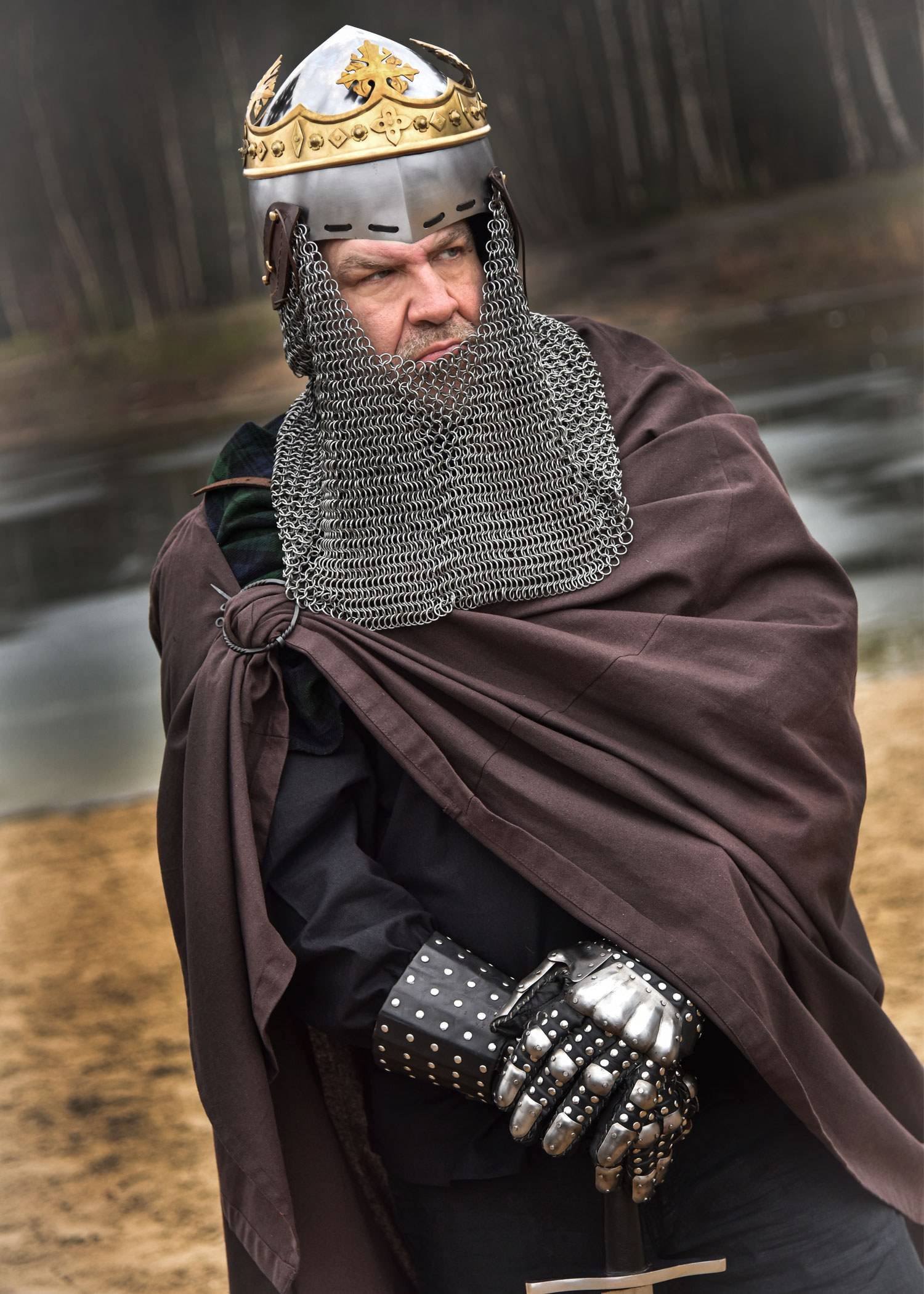 Helm van Robert de Bruce, Middeleeuwse Bascinet met aventail, 1,6 mm staal, 14e-15e eeuws