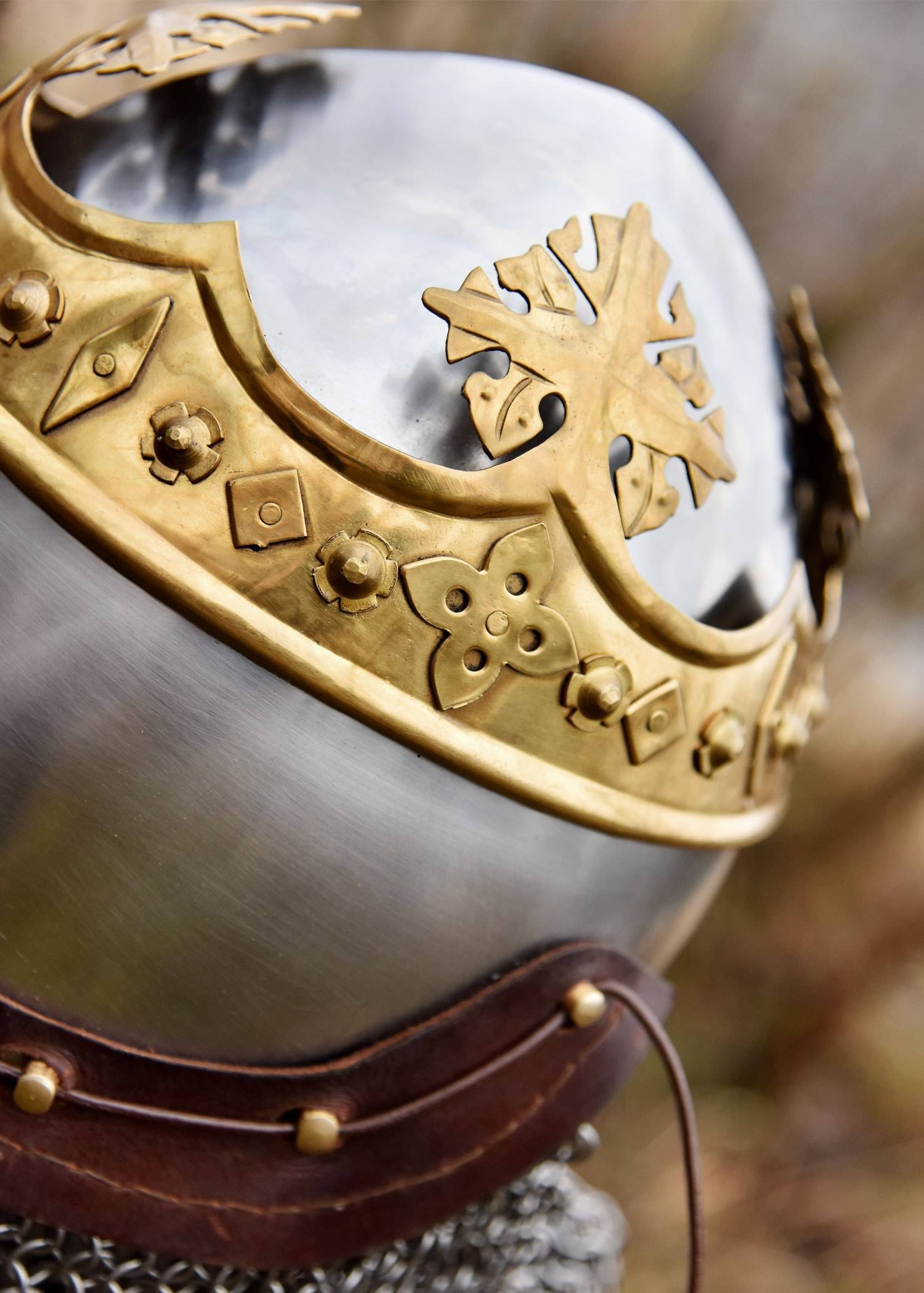 Helm van Robert de Bruce, Middeleeuwse Bascinet met aventail, 1,6 mm staal, 14e-15e eeuws