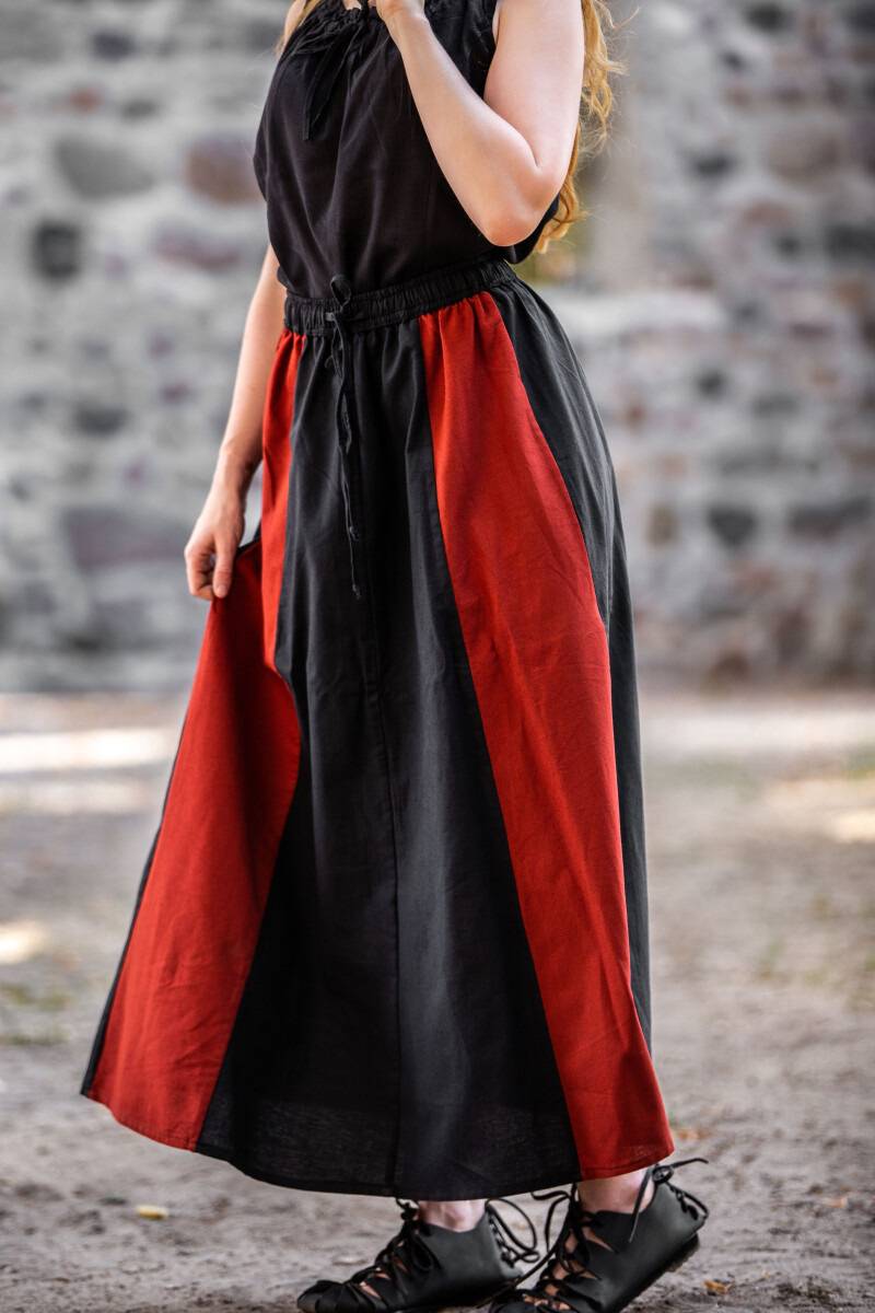 Middeleeuwse Dames Rok Zwart/Rood
