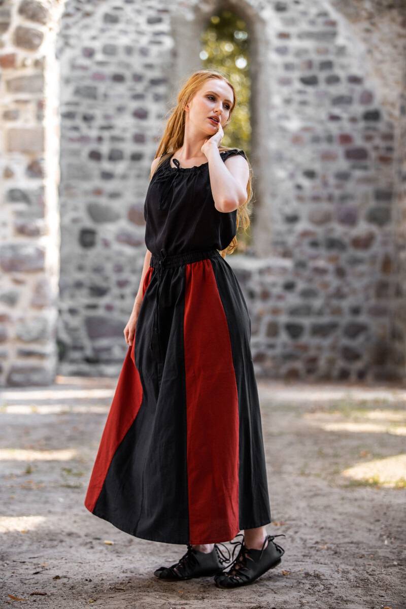 Middeleeuwse Dames Rok Zwart/Rood