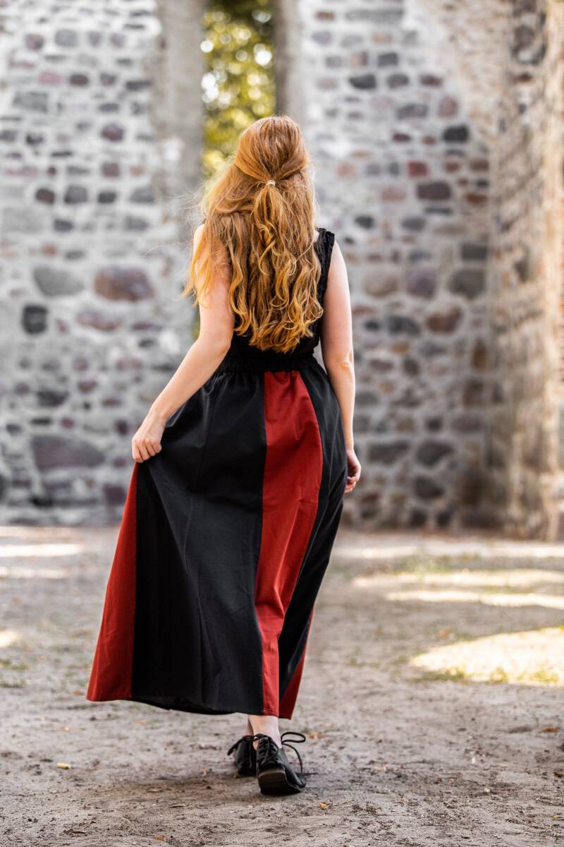 Middeleeuwse Dames Rok Zwart/Rood