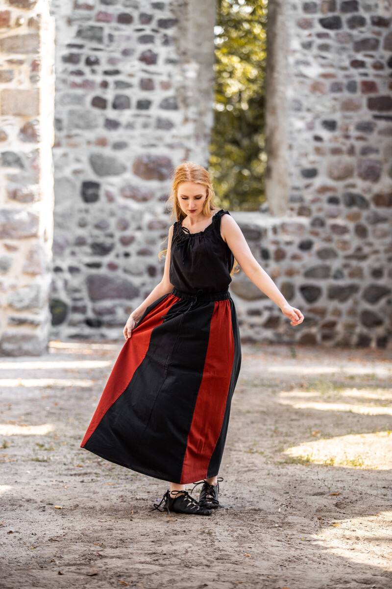 Middeleeuwse Dames Rok Zwart/Rood