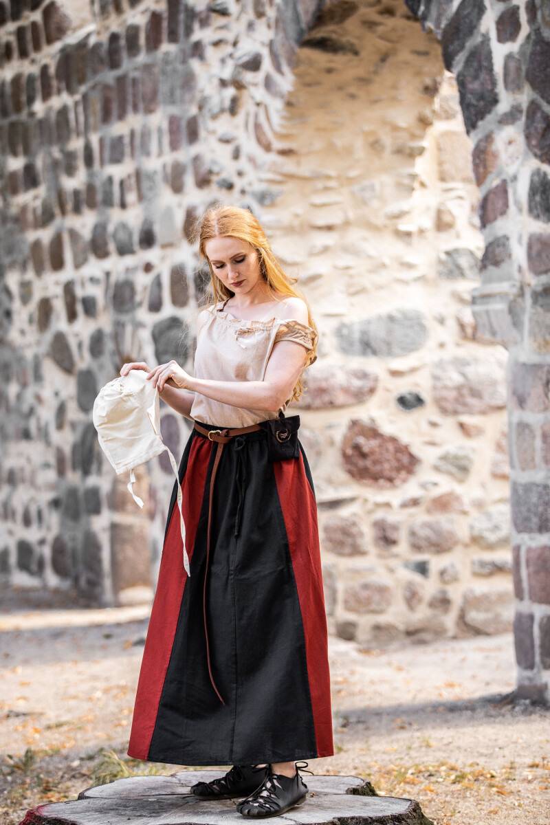 Middeleeuwse Dames Rok Zwart/Rood