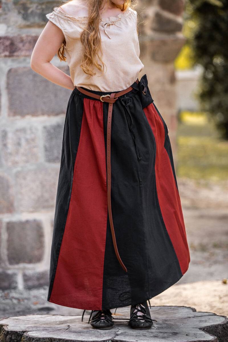 Middeleeuwse Dames Rok Zwart/Rood