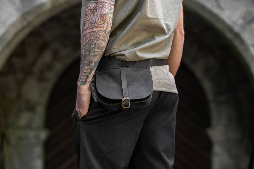 Mittelalter Ledertasche aus leder in Schwartz