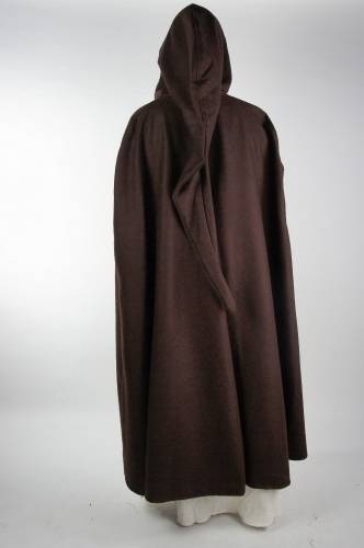 Middeleeuwse Wollen Cape in Bruin, 131 cm