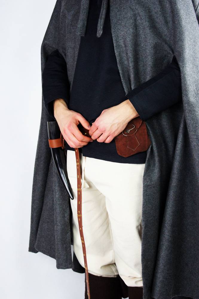 Middeleeuwse Wollen Cape in Grijs, 131 cm