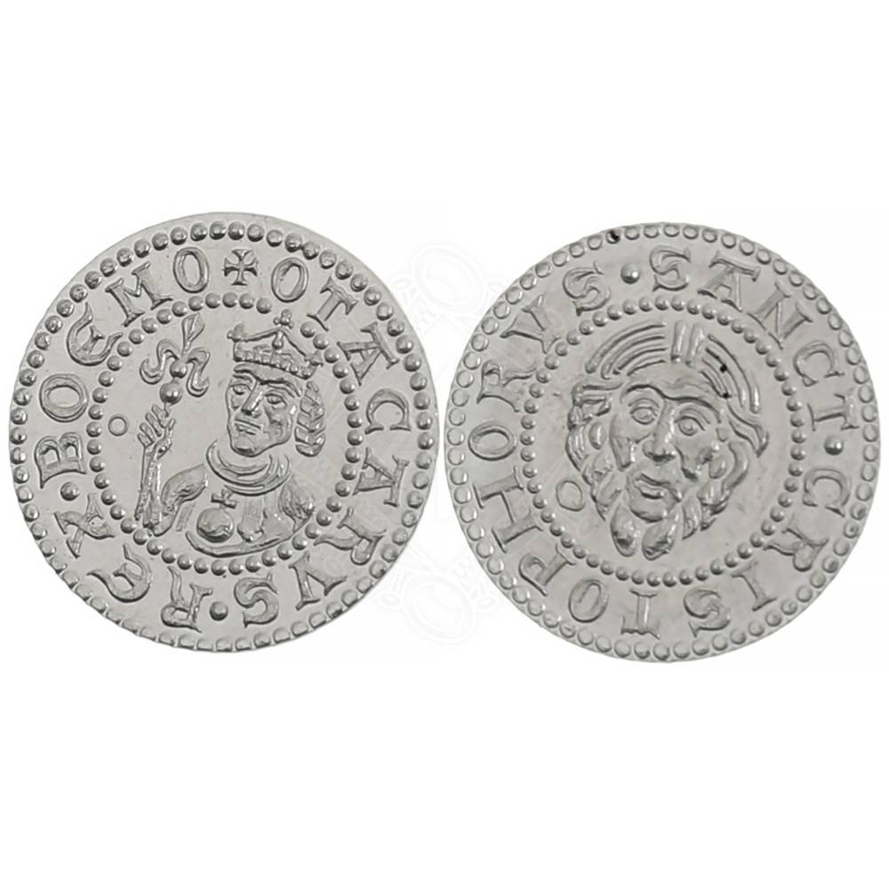 Denarius van Přemysl Otakar II – Replica van een munt met Sint-Christoffel