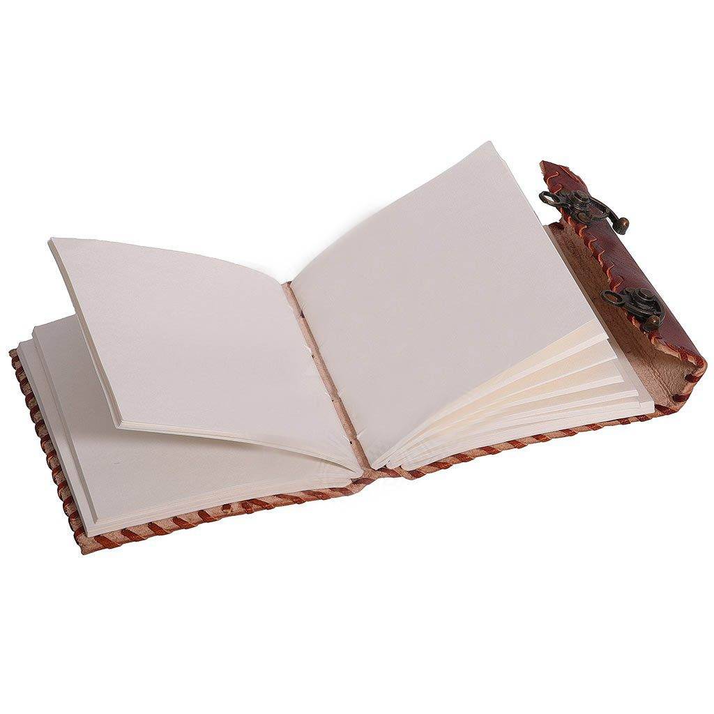 Mittelalterliches Leder-Notizbuch mit Stein und Metallverschluss