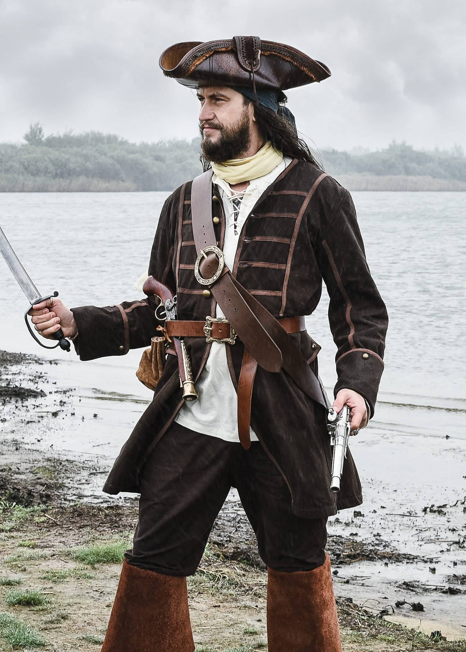 Piraten Tricorn - Zeevaarder - Hurling - Struikrovers hoed in Zwart.