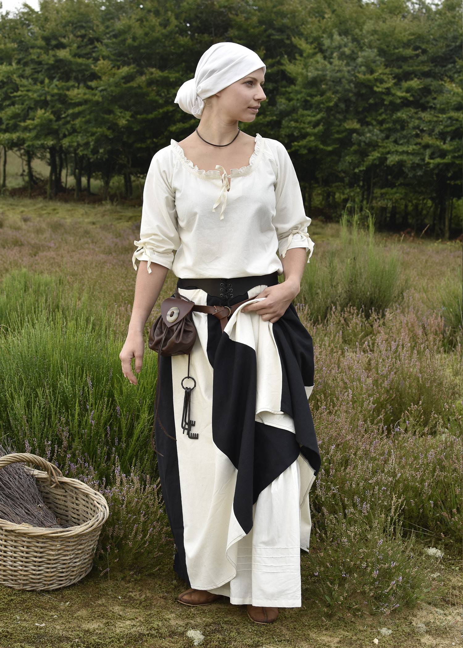 Piratenblouse Jeanne de Belleville met 3/4 mouwen, naturel