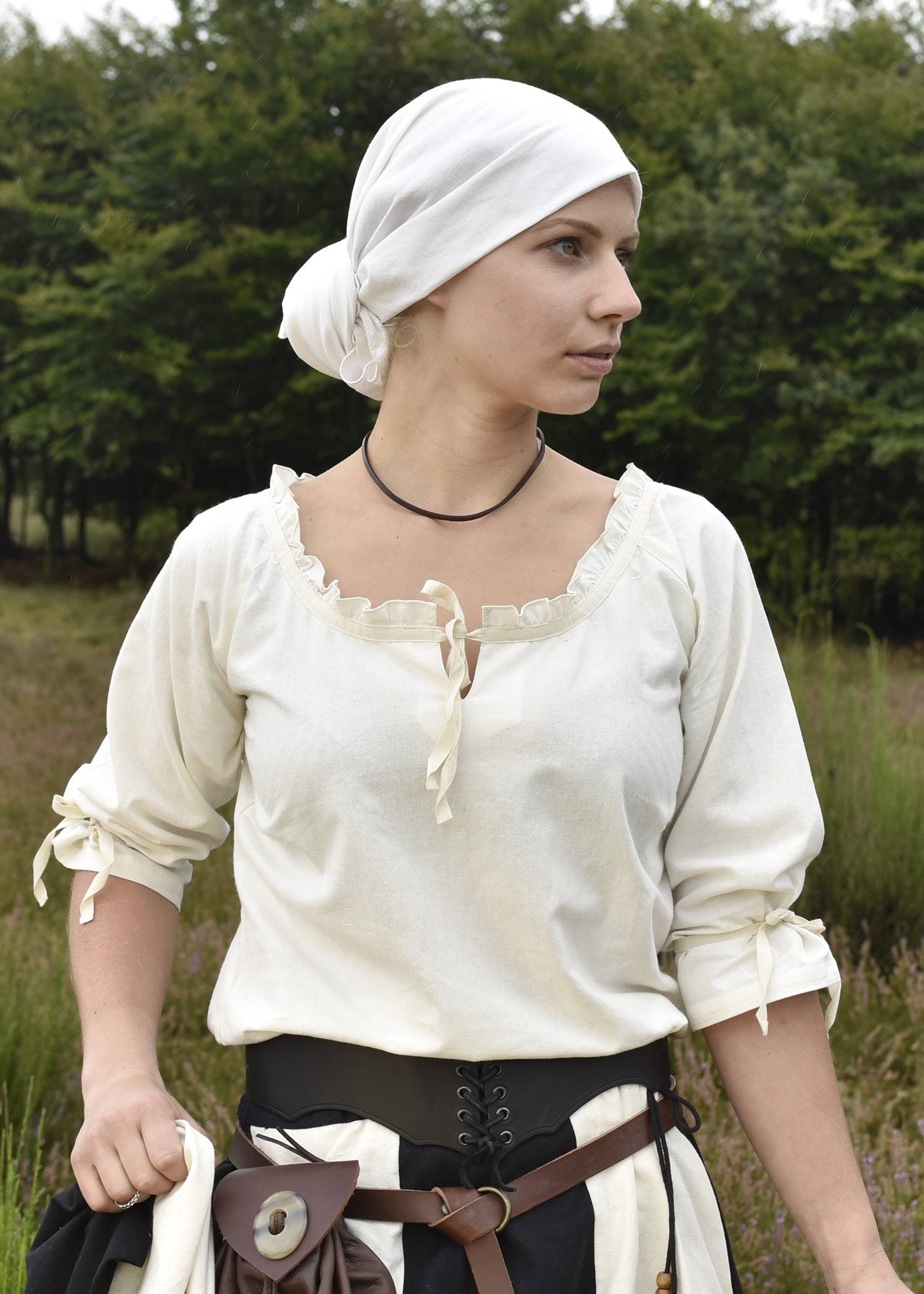 Piratenblouse Jeanne de Belleville met 3/4 mouwen, naturel