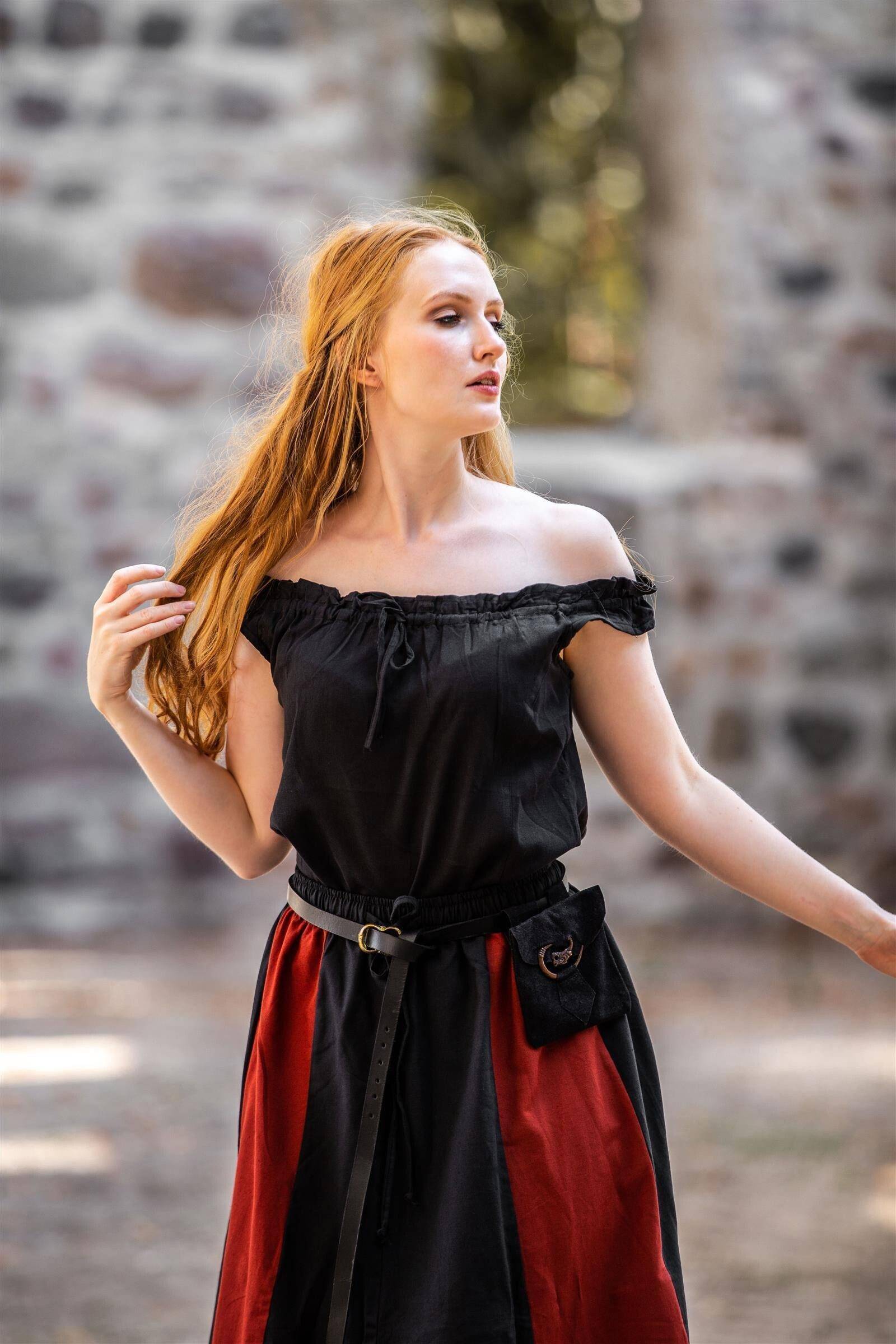 Piraten Damen Blouse in Schwarz