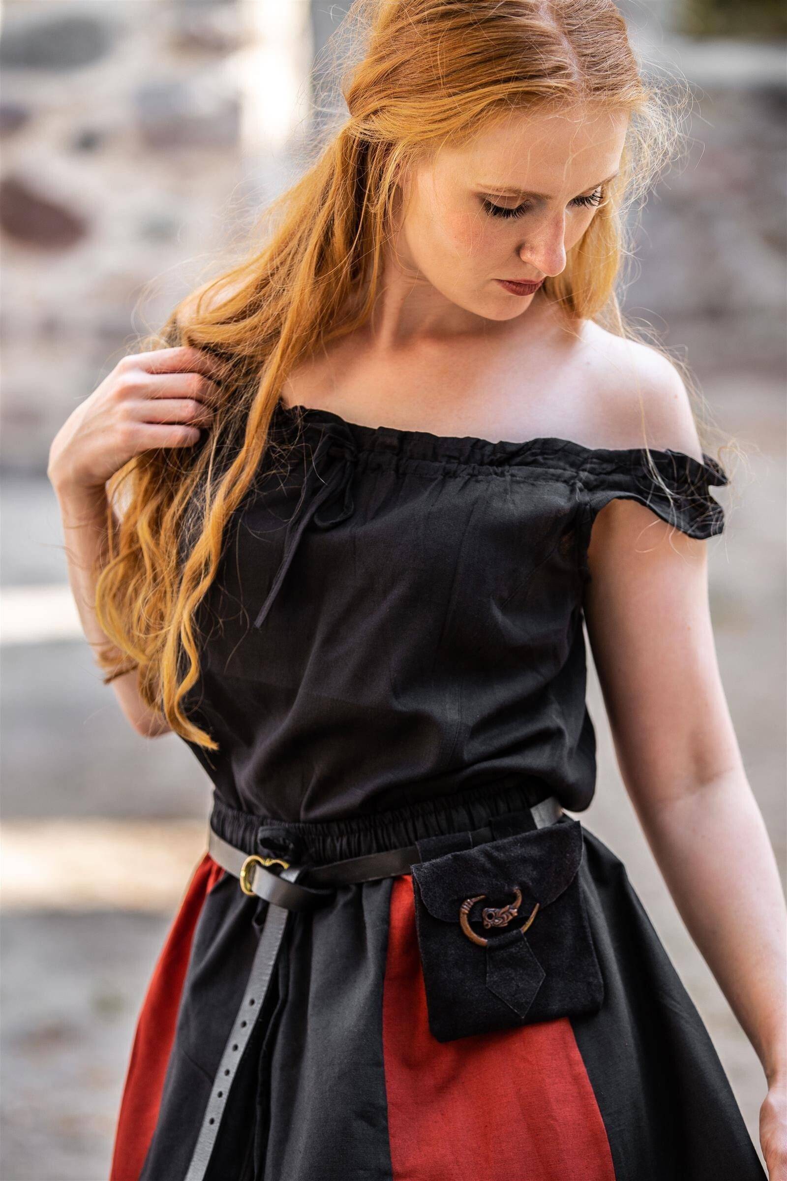 Piraten Damen Blouse in Schwarz