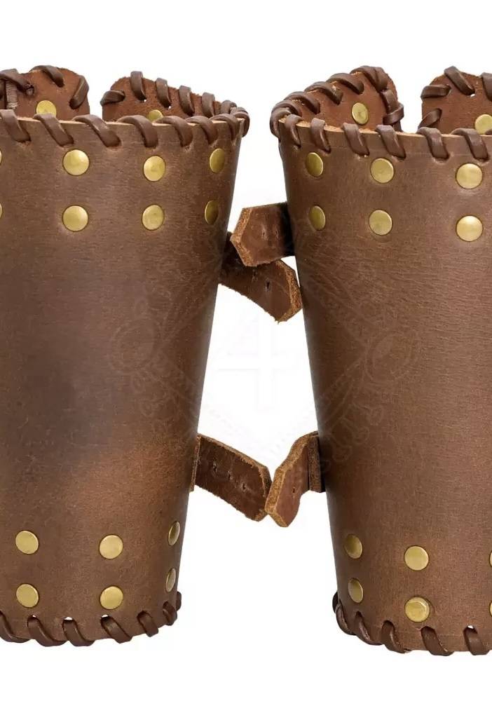 Geklonken leren Polsbeschermers, 17 cm, set