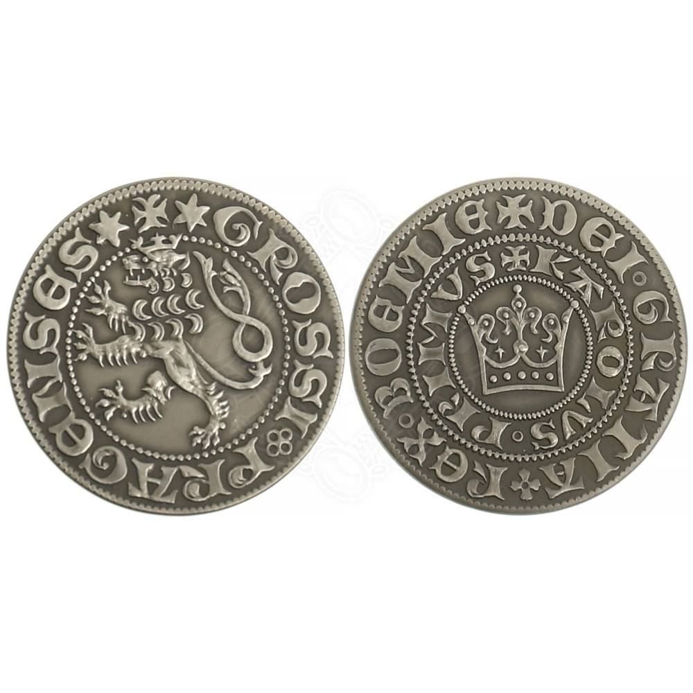 Praagse Groschen van Karel IV met Patina, Replica