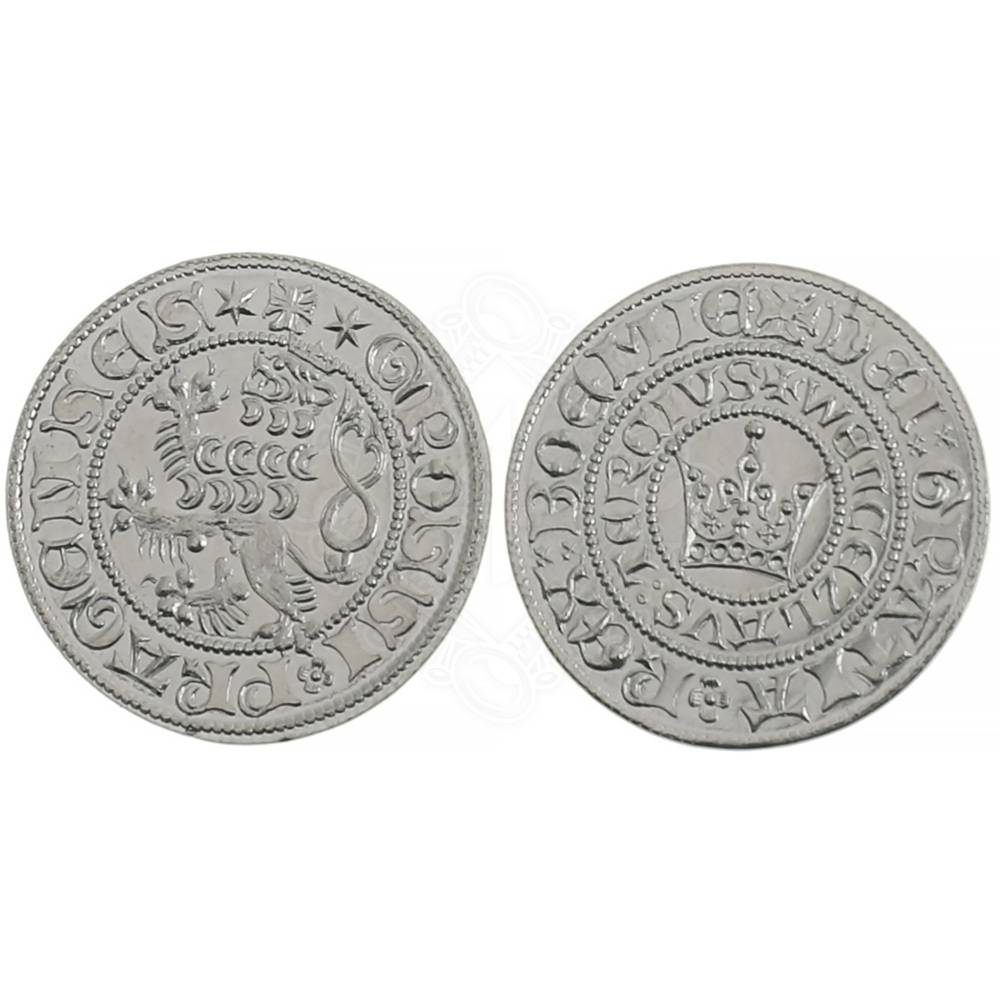 Praagse Groschen van Wenceslas IV, replica van een munt uit de Hussietenperiode