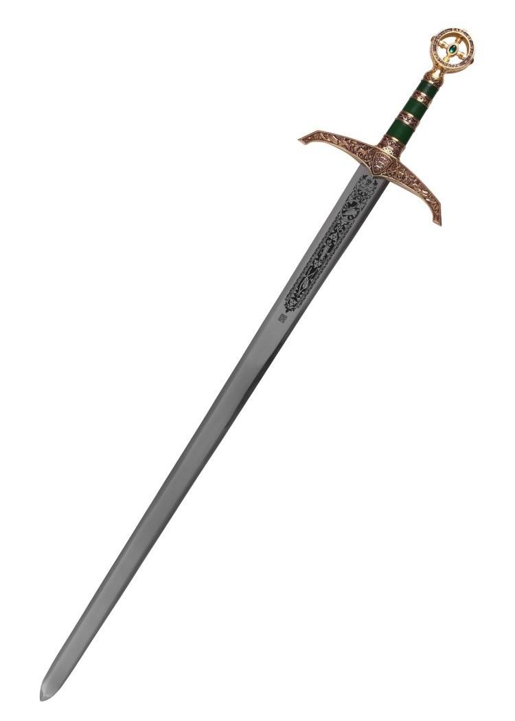 Robin Hood Zwaard, goudkleurig/groen, met decoratieve ets