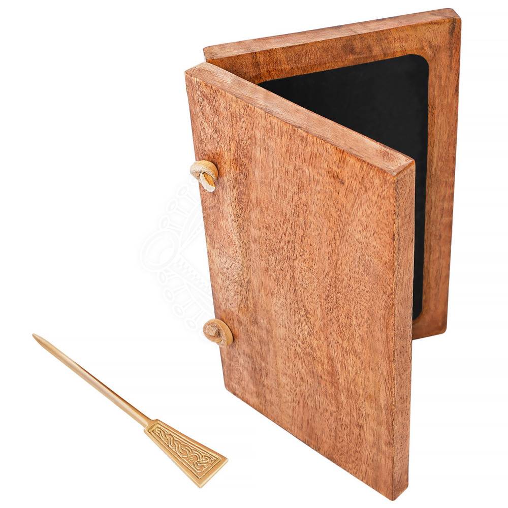 Romeinse Houten Schrijftafel/Wastablet (Diptiek) met Gedecoreerde Messing Stylus