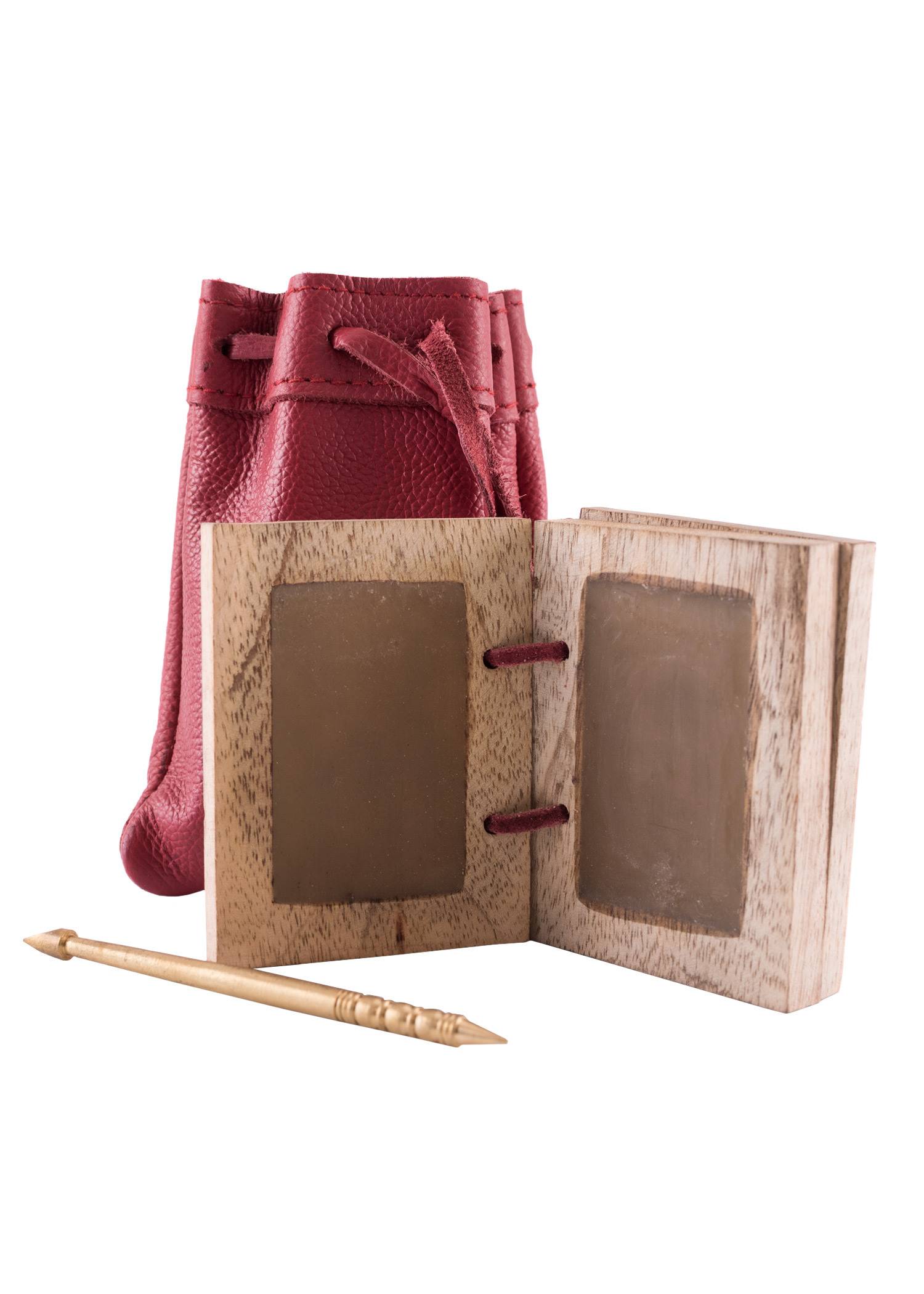 Romeinse Houten Schrijftafel/Wastablet (Diptiek) met Gedecoreerde Messing Stylus