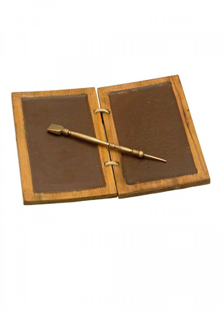 Romeinse Wastablet - Schrijftablet tweeluik met een Koperen Stylus