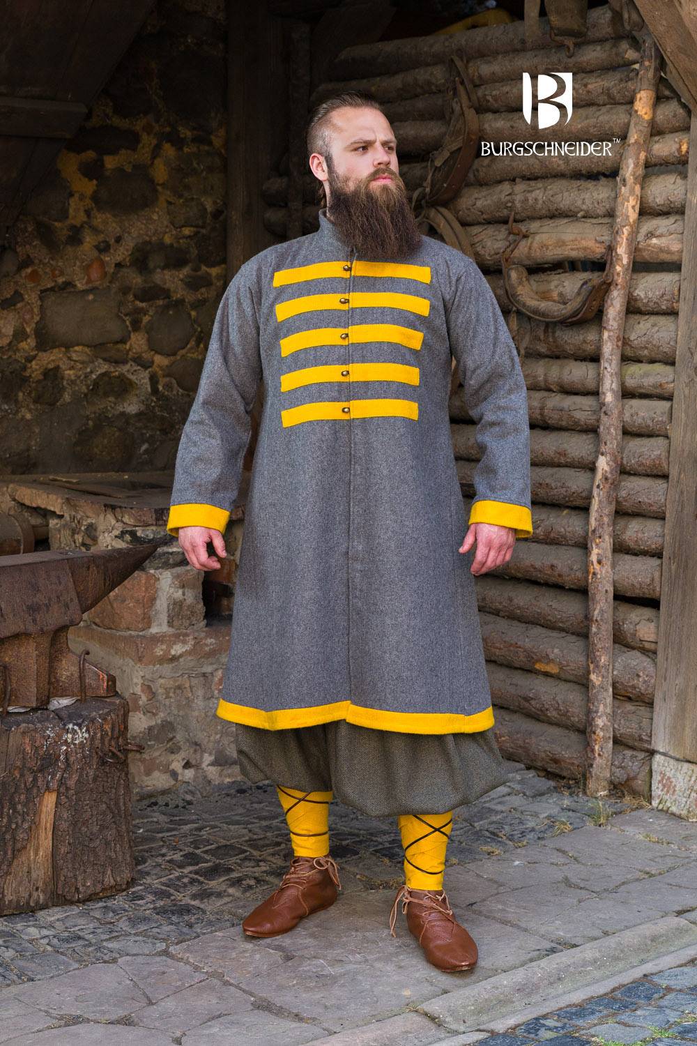 Rus Viking Kaftan/Mantel Bartosz Donkergrijs/Geel