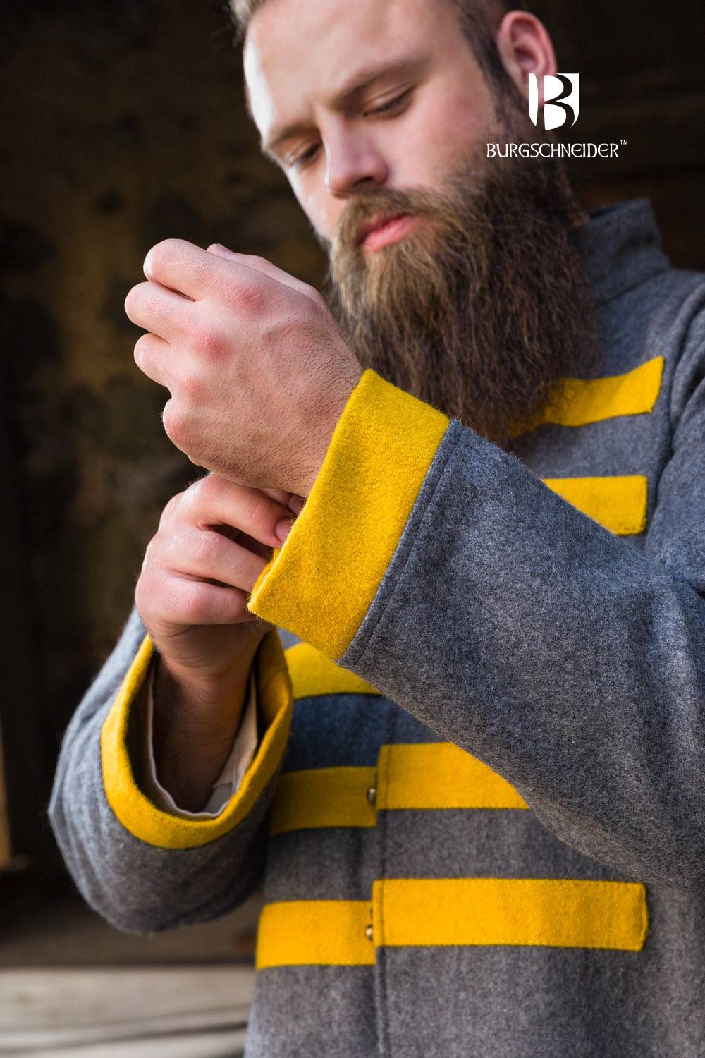 Rus Viking Kaftan/Mantel Bartosz Donkergrijs/Geel