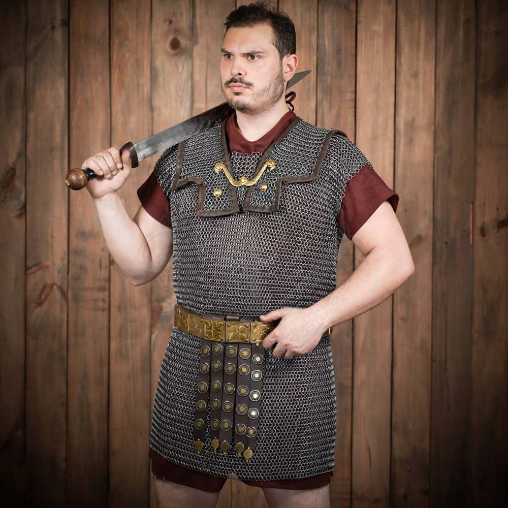 Romeinse Lorica Hamata maliënkolder, 9 mm ongeklonken verenstaal