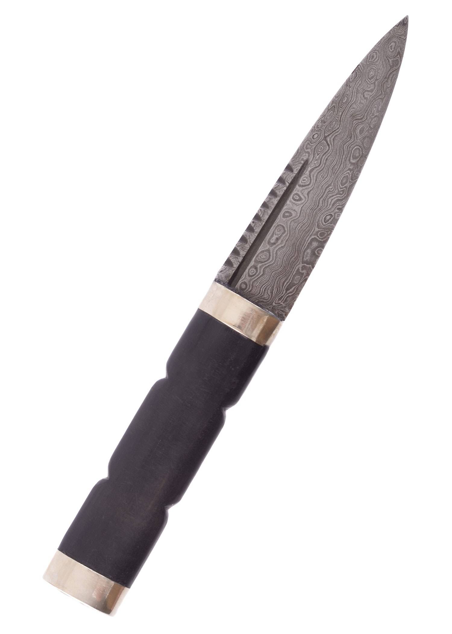 Middeleeuwse Sgian Dubh Mes van Damaststaal met Schede