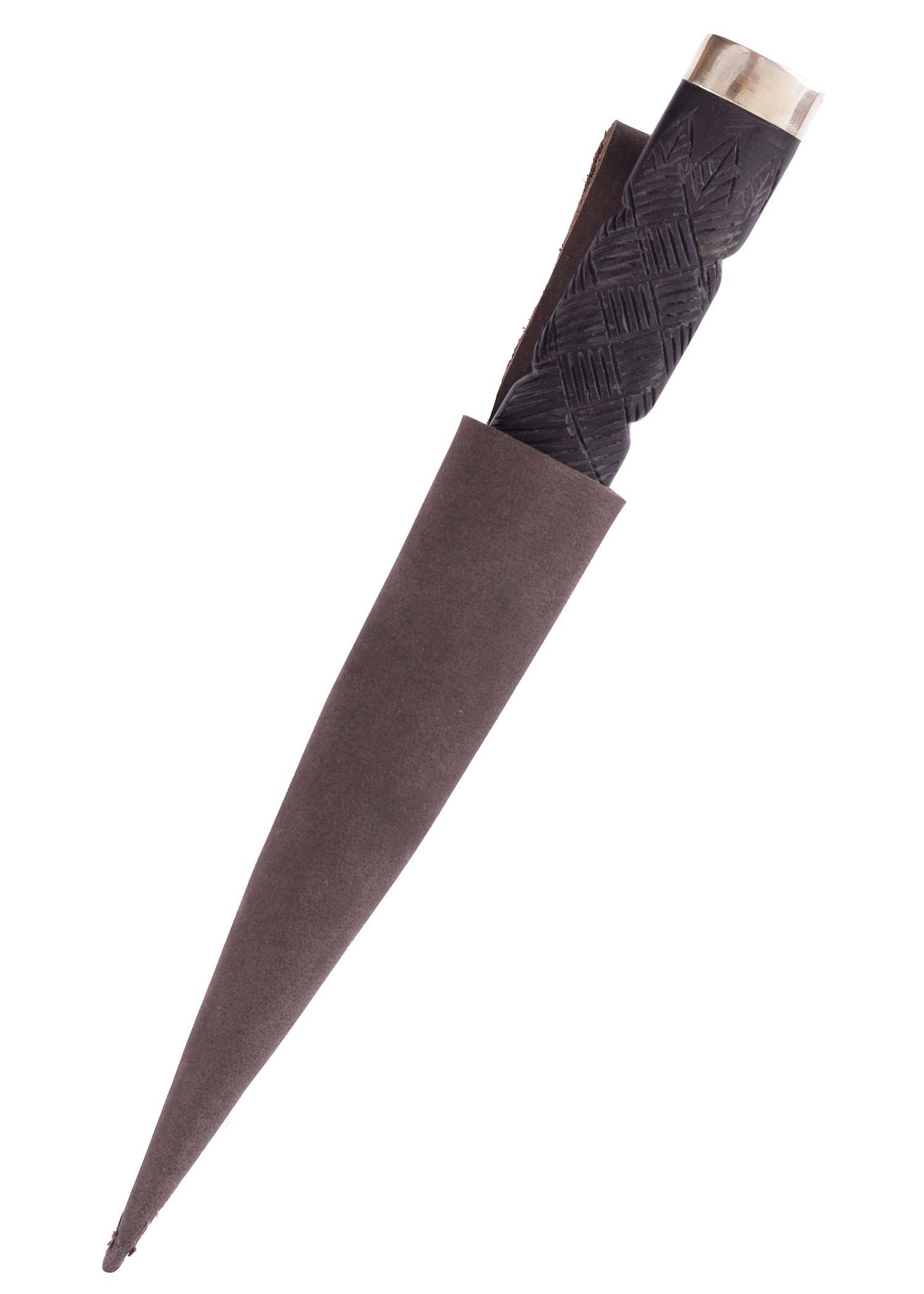 Middeleeuwse Sgian Dubh Mes van Damaststaal met Schede